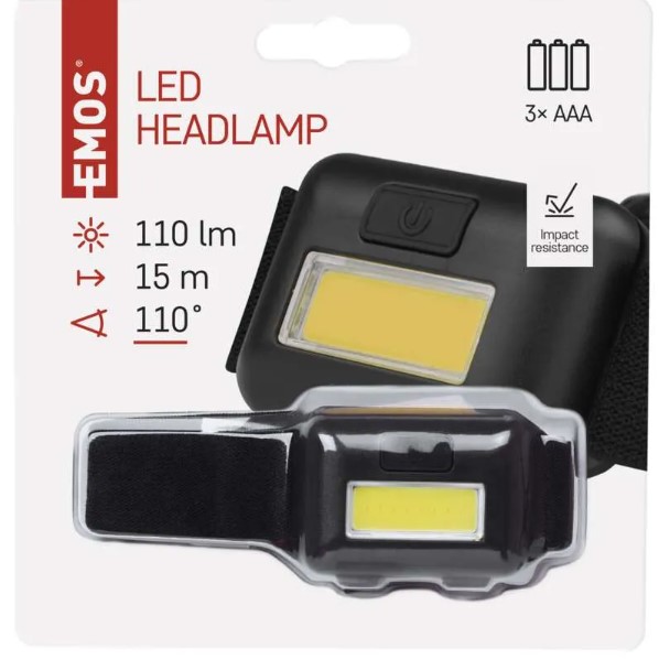 COB LED čelovka P3537, 110 lm, 3× AAA – Obrázok 2